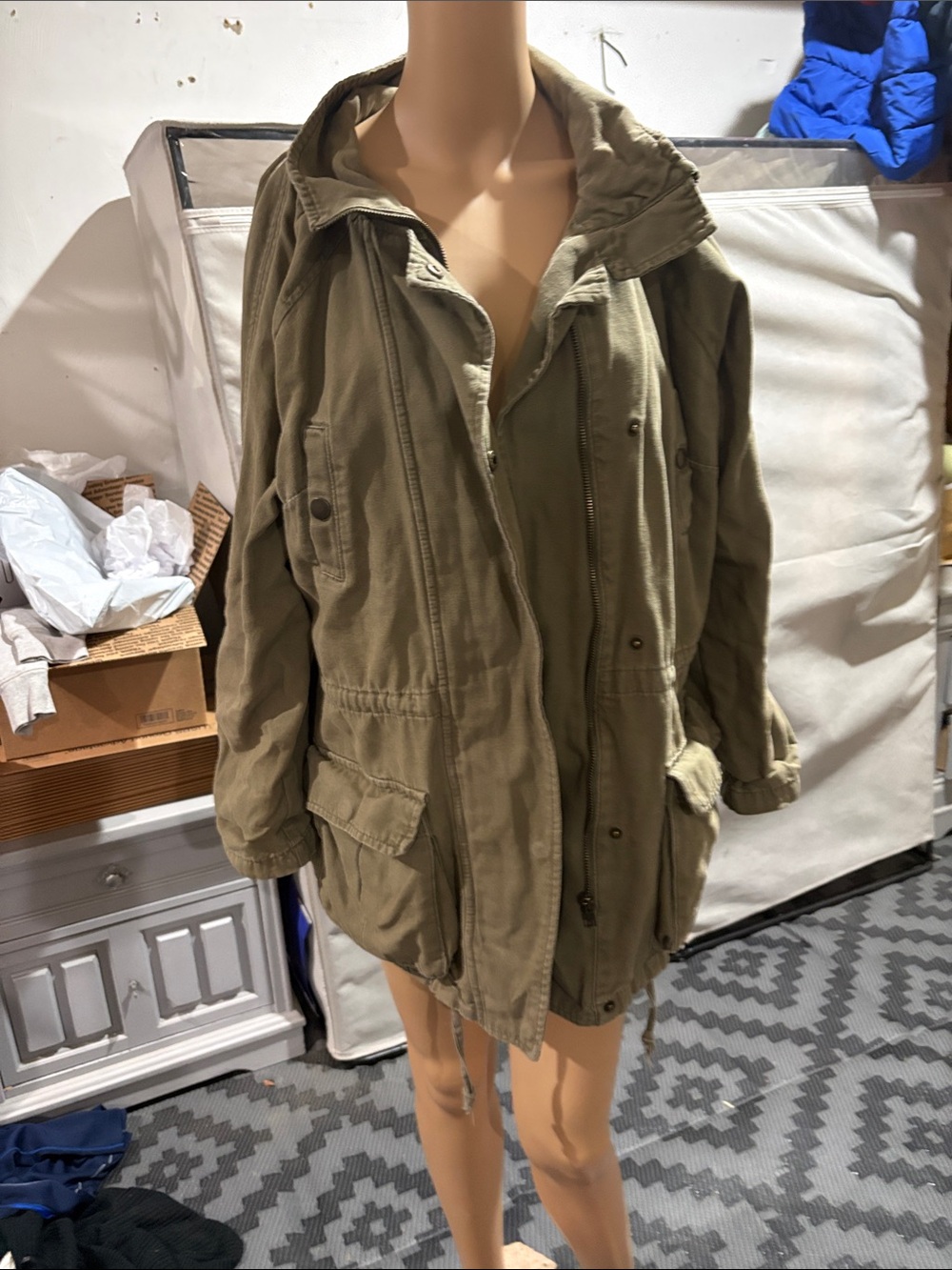 Matty M Olive Utility Anorak Jacket - Women's